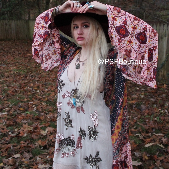 Umgee Gypsy Boho Duster Kimono S - 2X - Picture 2 of 7